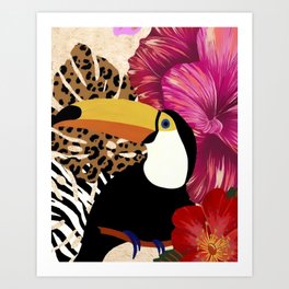 Toucan Love Art Print | Love, Bird, Exotic, Acrylic, Nature, Toucan, Pattern, Graphite, Pop Art, Flowers 