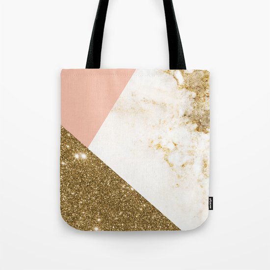 Gold marble collage Tote Bag