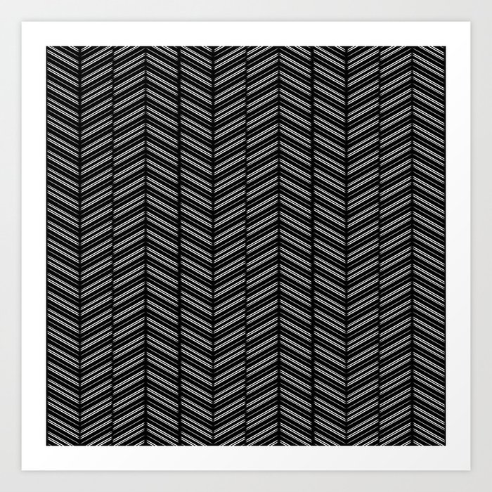 Herringbone (Black) Art Print