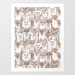 just foxes browns soft white Art Print