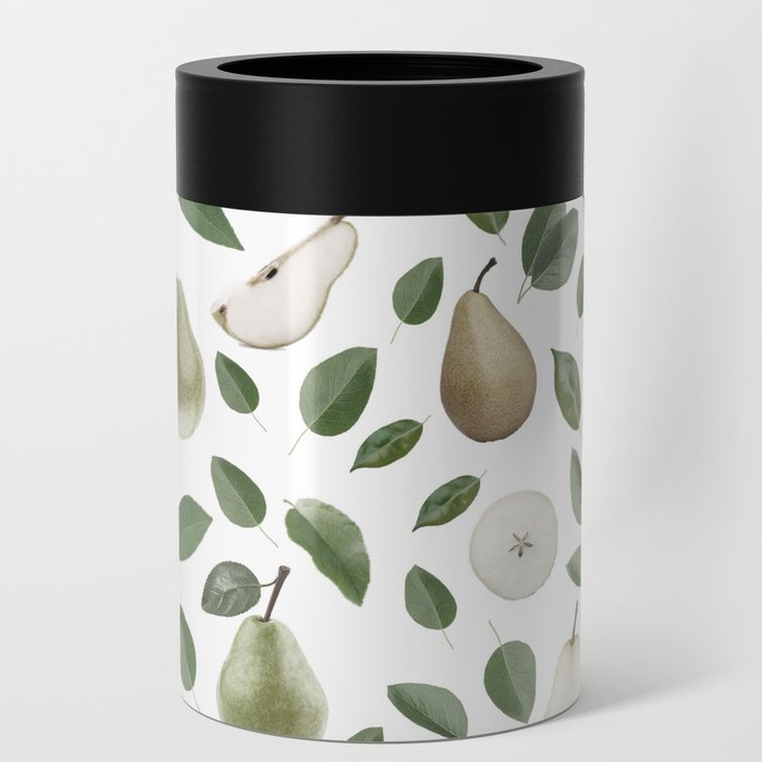 Pears and leaves - gray and green Can Cooler