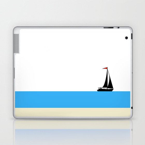 Simple Freedom - Beachy Blue Modern Sailboat Art Laptop & iPad Skin