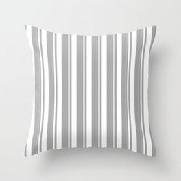 [ Thumbnail: White and Dark Gray Colored Striped Pattern Throw Pillow ]