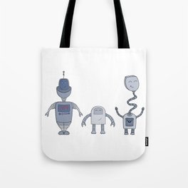 Three Adorable Robots Tote Bag