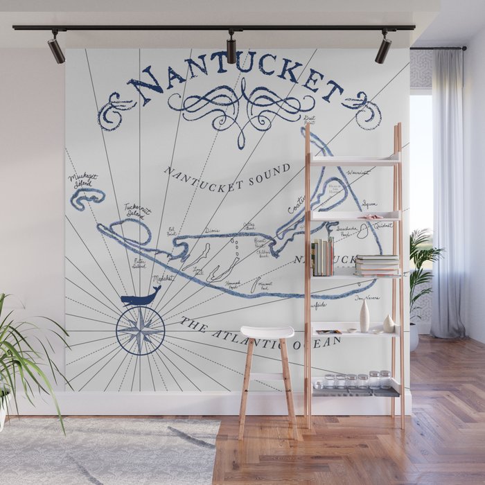 Nantucket Vintage Map Wall Mural