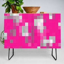 geometric pixel square pattern abstract background in pink Credenza