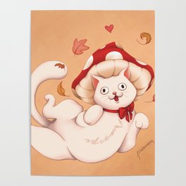 Mushroom Kitty  Poster