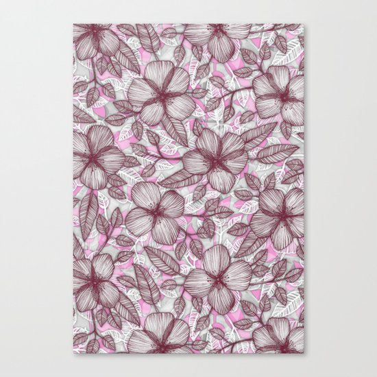 Spring Blossom in Marsala, Pink & Plum Canvas Print