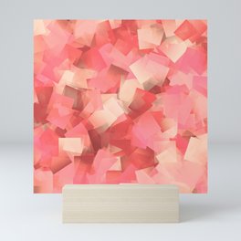 Abstract Peach and Coral Colored Squares Pattern Mini Art Print
