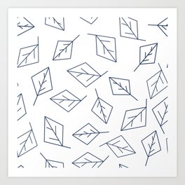 Leaves with blue lines Art Print