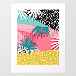 Bingo - throwback retro memphis neon tropical socal desert festival trendy hipster pattern pop art Art Print