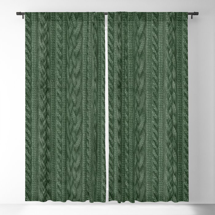 Pine Green Cable Knit Blackout Curtain