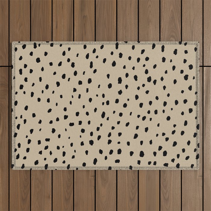 Speckle Polka Dot Dalmatian Pattern (black/tan) Outdoor Rug