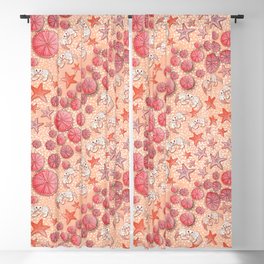 Beach Trip on Peach Fuzz with sea urchins , Starfish and Sand crabs Blackout Curtain