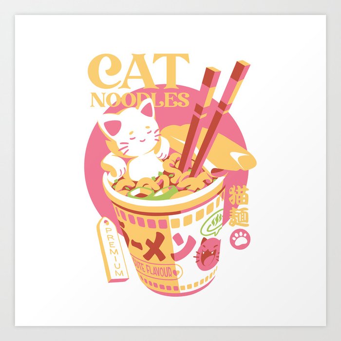 Cat Noodles Art Print