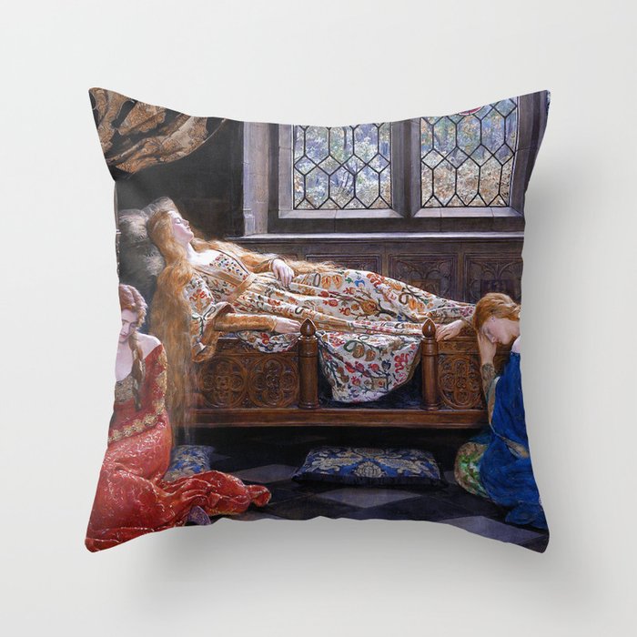 The Sleeping Beauty medieval art Throw Pillow