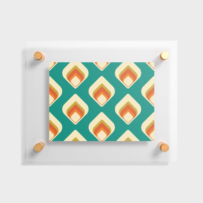 MidCentury Modern Teal and Cream Tear Drop Floating Acrylic Print by