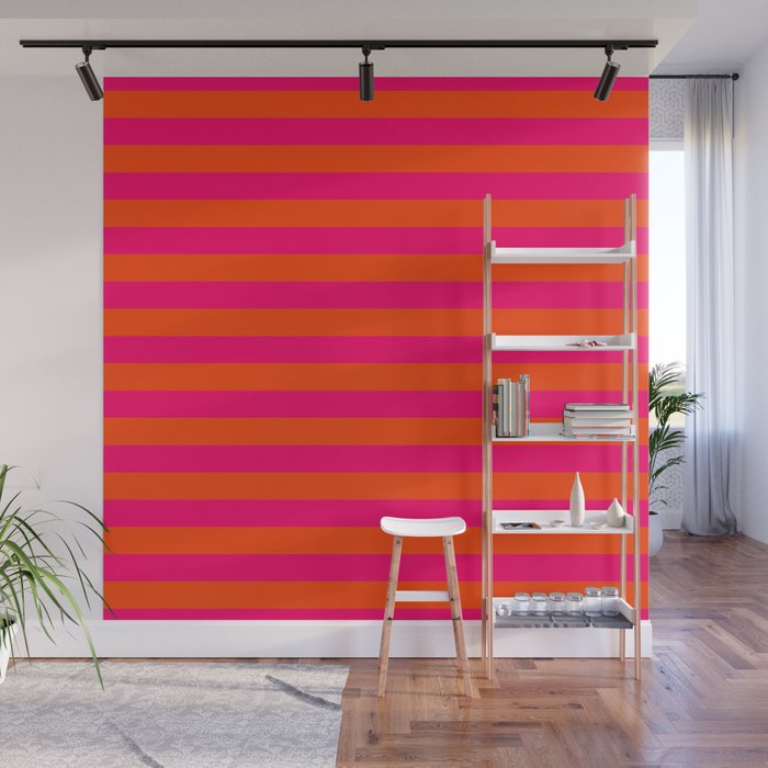 Super Bright Neon Pink and Orange Horizontal Beach Hut ...
