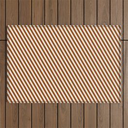 [ Thumbnail: Brown & Beige Colored Stripes Pattern Outdoor Rug ]