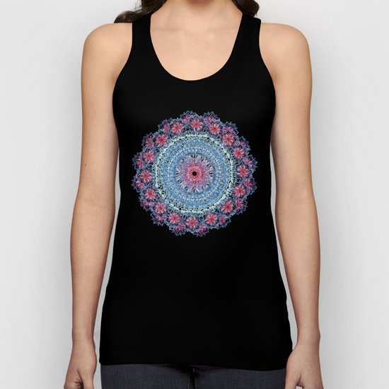 Red, Blue & White Floral Medallion Unisex Tank Top