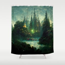 Walking into the forest of Elves Shower Curtain