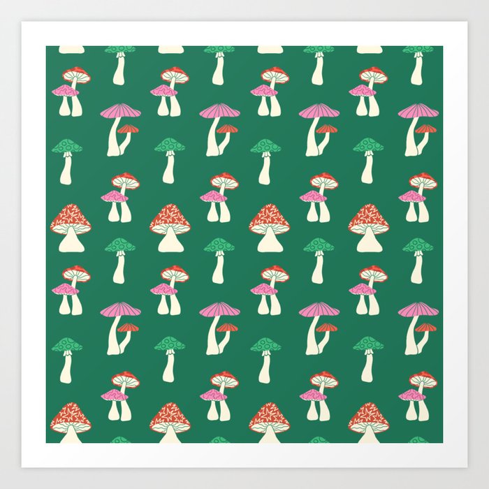 Festive Mushroom Pattern Art Print