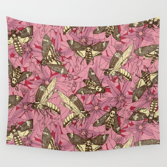 Death's-head hawkmoth rose Wall Tapestry