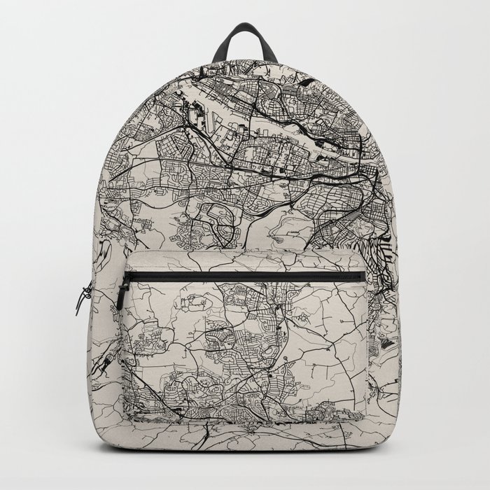 Glasgow, Scotland - Black and White Map Backpack