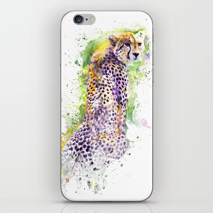 Resting Cheetah Watercolor Painting iPhone Skin
