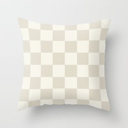 Checkerboard Check Checkered Pattern in Mushroom Beige and Cream Throw Pillow