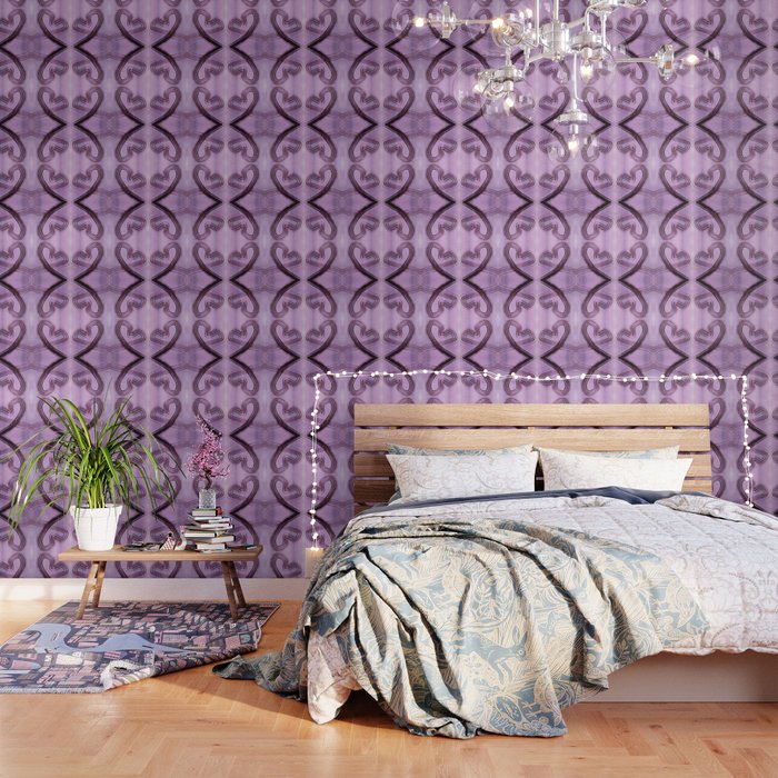 Heart-shaped lines on purple background Wallpaper