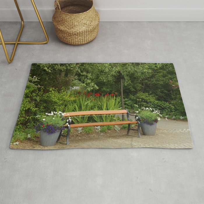 Bench and Flowers Rug