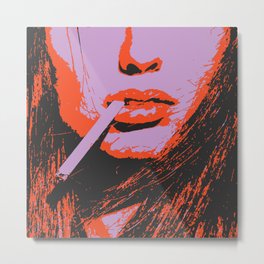 Female portrait closeup AP182-5 Metal Print | Girl Gang, Trendy, Smoking, Orange, Portrait, Contemporary, Drawing, Inspirational, Cigarette, Color 