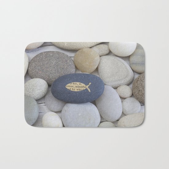 Mindful fish symbol on pebble Bath Mat
