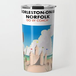 Gorleston-on-Sea Norfolk beach poster. Travel Mug