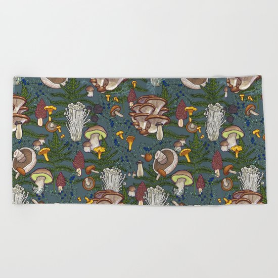 mushroom forest Beach Towel