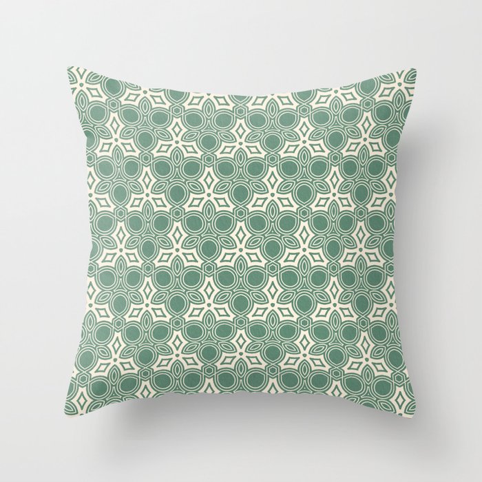 Green Detailed Geometric Design Throw Pillow