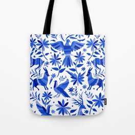 Mexican Otomí Design in Deep Blue by Akbaly Tote Bag