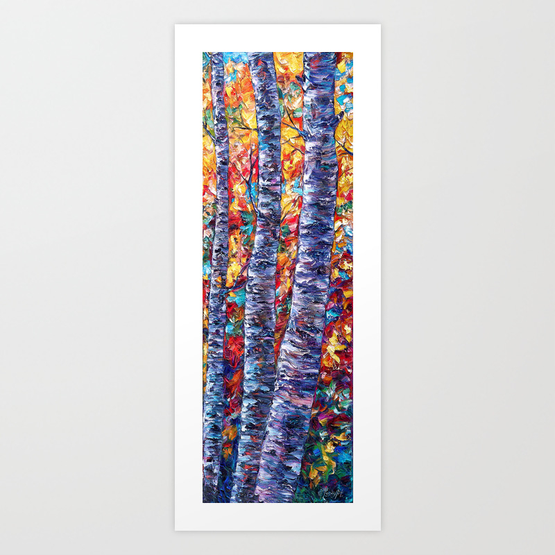 Autumn Aspen Trees Contemporary Painting With A Palette Knife Art
