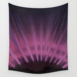 Vintage Aurora Borealis northern lights poster in magenta - pink Wall Tapestry
