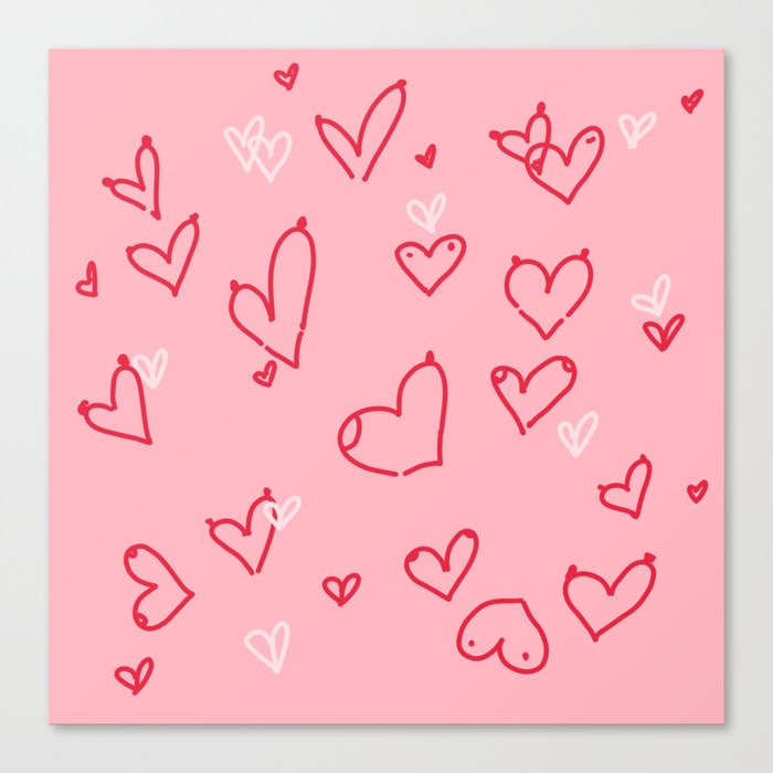 Pink Love Tits Drawing Canvas Print