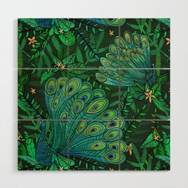 Peacocks in Emerald Forest Wood Wall Art