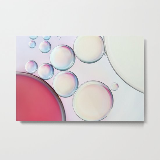 Bubble Abstract with Ruby Red Metal Print
