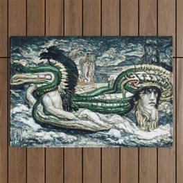 Quetzalcoatl, The Serpent God Outdoor Rug