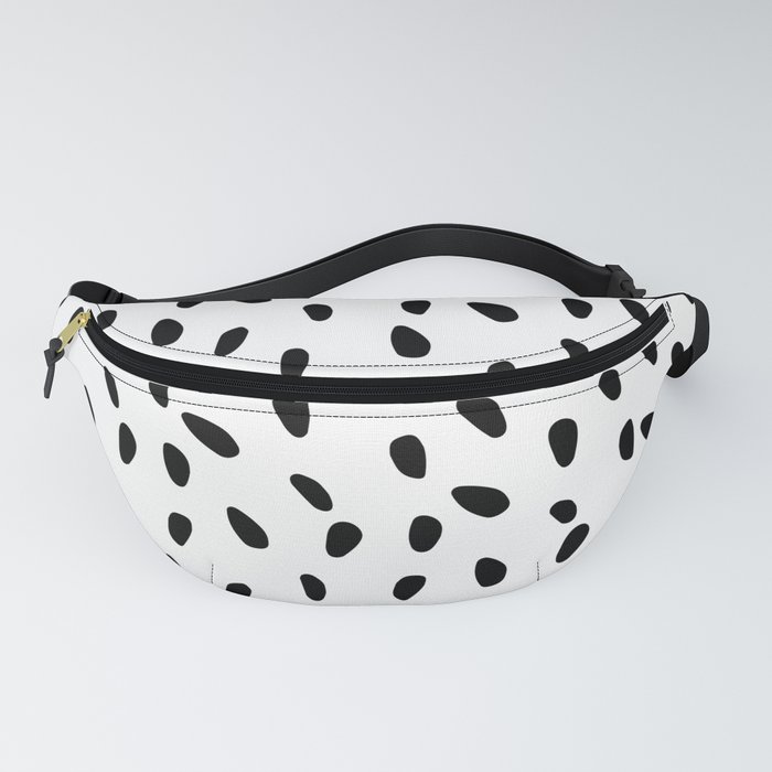 Black And White Dots Hand Painted  Fanny Pack
