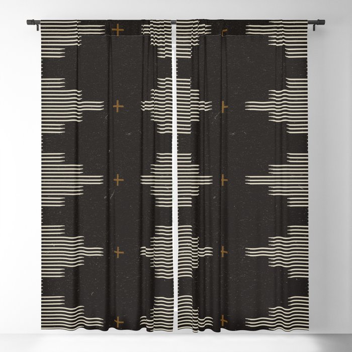 Southwestern Minimalist Black & White Blackout Curtain