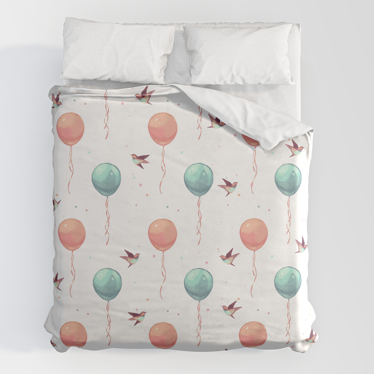 Balloons Watercolor Duvet Cover, Teal And Brown Duvet Cover