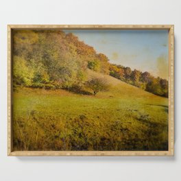 Vintage autumn countryside landscape Serving Tray