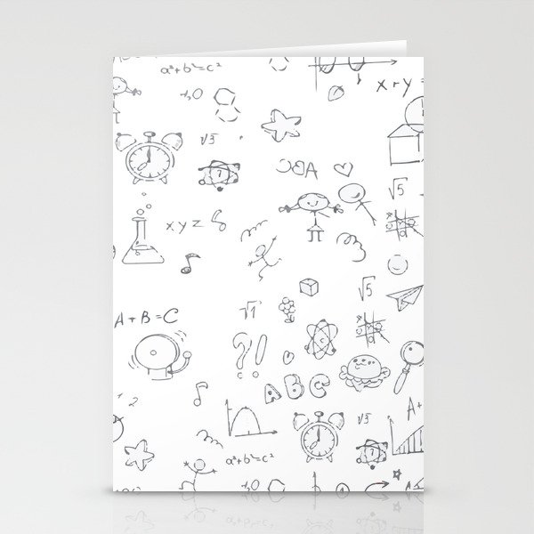Back to School Math Seamless Pattern Stationery Cards