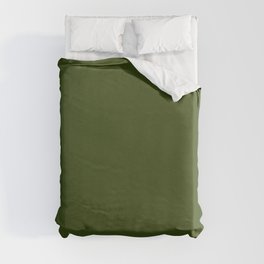 Dark Olive Green Sage - Pure And Simple Duvet Cover